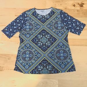 NWOT Land’s End Navy & White Print Swim Guard L